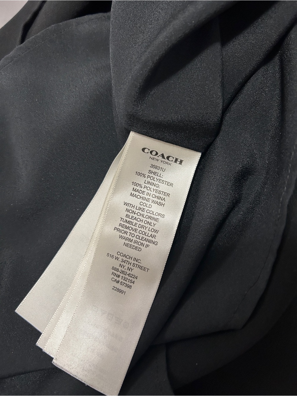 COACH Button Up Mandarin Collar Shirt Dress Black - Picture 7 of 9